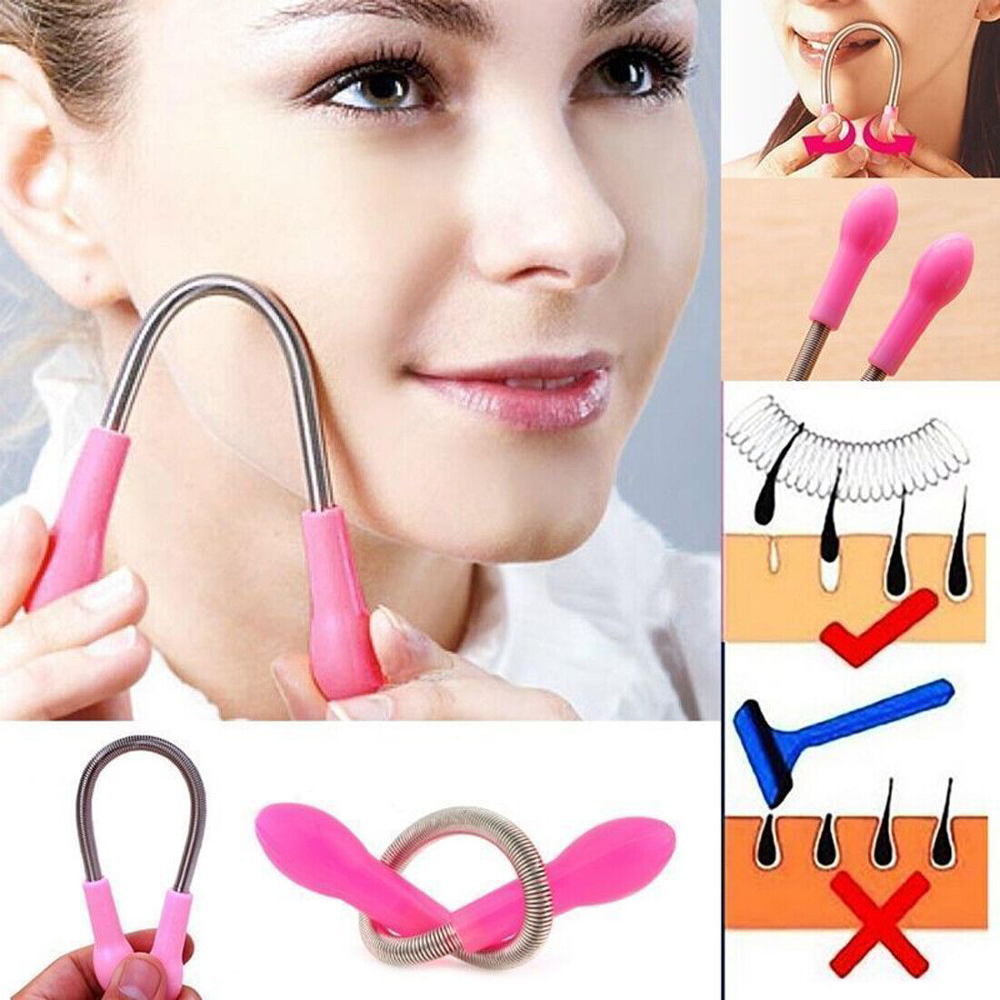 New Women Face Facial Hair Remover Spring Threader Removal Epilator Stick  Beauty | eBay