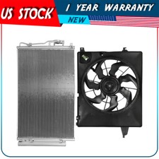 Engine Cooling Fan and AC Condenser Assembly For 2011 2012 2013 Kia Sorento