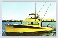 Key West Florida Charter Fishing Boat Shark Joe Russell 1960s Postcard Chrome