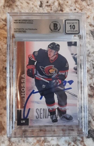 Marian Hossa signed 1997-98 Upper Deck rookie card Beckett BAS Auto 10