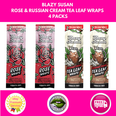 Blazy Susan Rose & Russian Cream Tea Leaf Wraps Kakao 4 Packungen KOSTENLOSER VERSAND MIT NACHVERFOLGUNG
