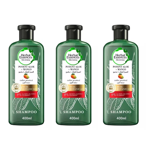 3X Herbal Essences Sulfate-Free Potent Aloe & Mango Color Protect Shampoo 400ml - Image 2 of 3