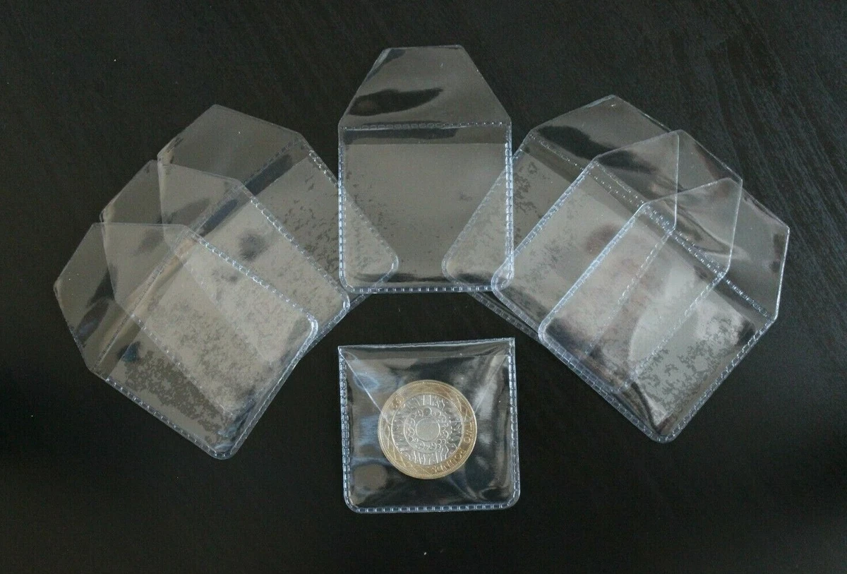 Clear Plastc Con Holders Wallets Pockets Storage For 50p, &pound;1, &pound;2, &pound;5