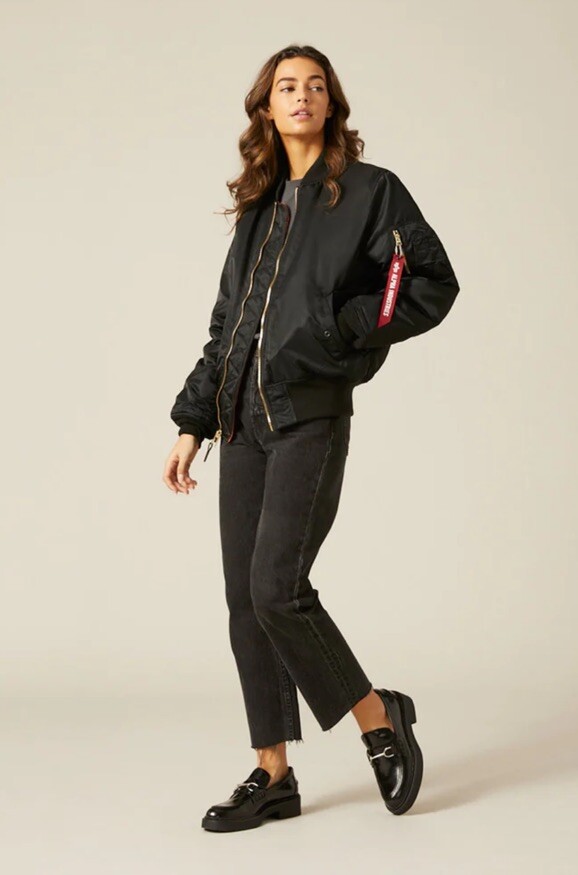 ALPHA MA-1 USAF BLACK MADE IN USA アメリカ軍 Alpha Industries MA-1 USAF Flight Bomber Black Jacket Size