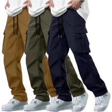 Men's Casual Pants Workout Joggers Stretch Sweat Pants Hiking Tactical Pants