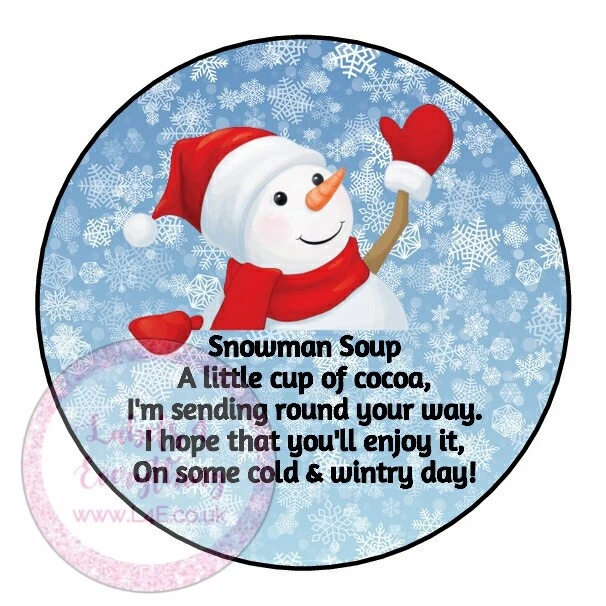 LABELS4EVERYTHING Snowman Christmas Soup Hot Chocolate Cone Stickers Labels Seals Xmas Eve Box