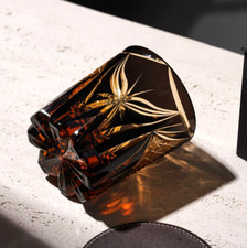 Vintage Kiriko Butterfly Crystal Whiskey Glass Hand-Cut Luxury Bourbon Glassware