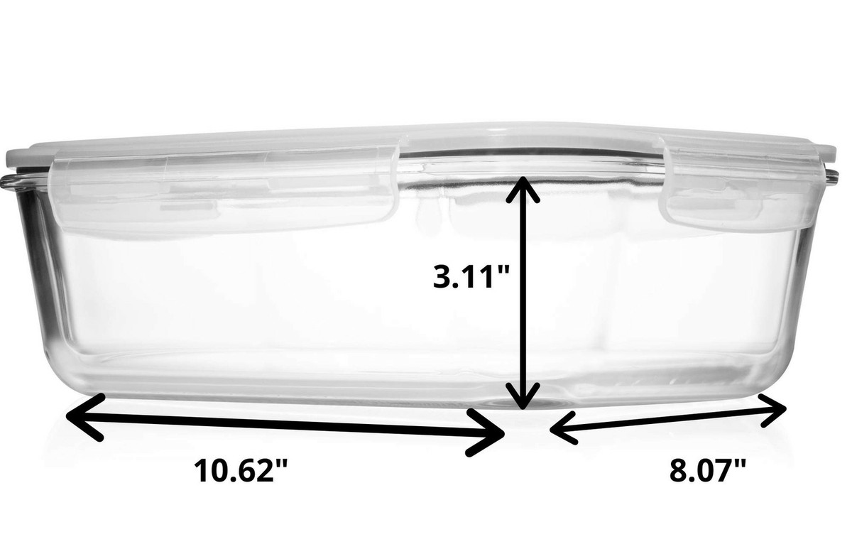 11.5 Cup/ 92 oz LARGE Glass Food Storage Container with Locking Lid Ideal  for... | eBay