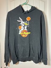 Space Jam Youth Size L Black Bugs Bunny Daffy Duck Basketball Pullover Hoodie