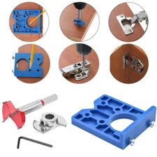 35mm For Kitchen Cabinet Doors Concealed Hinge Hole Jig+Saw Drill Bit Tool Set