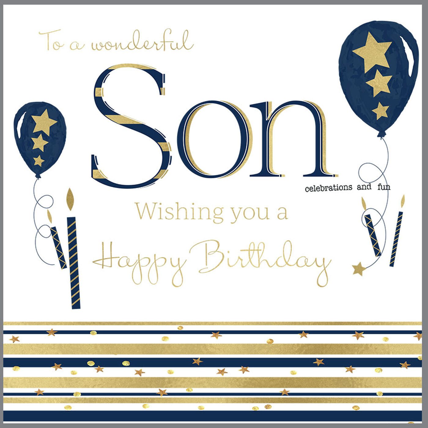 Happy Birthday Greeting Card Son Blank Inside Rush Design