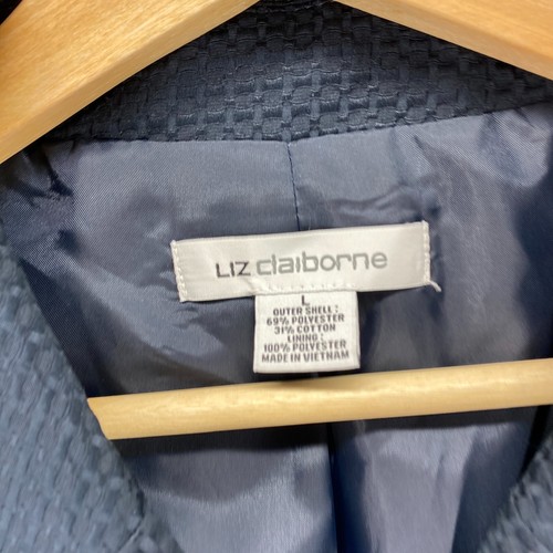 Liz Claiborne Jacket Women L Large Blue Collared Long Sleeve Button Up Lined - Picture 5 of 8