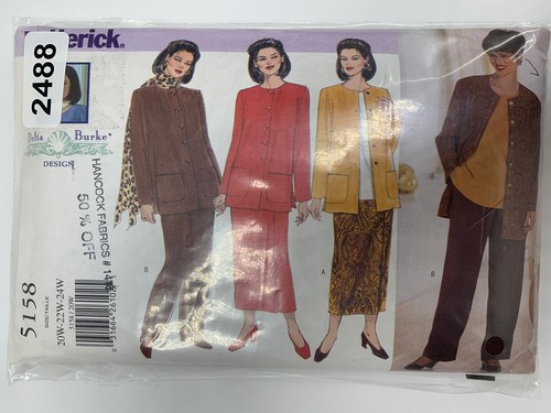 BUTTERICK Delta Burke 5158 Sewing Pattern Size Petite 20W-24W UNCUT Jacket Skirt - Picture 12 of 12