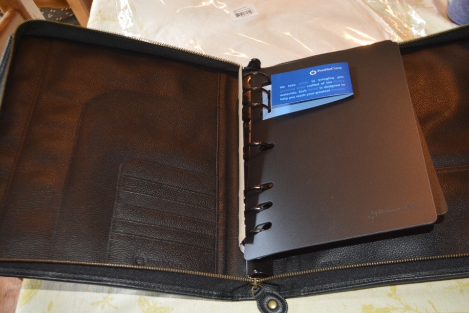 Franklin Covey BINDER MONARCH NAPPA LEATHER Planner BLACK leather NEW