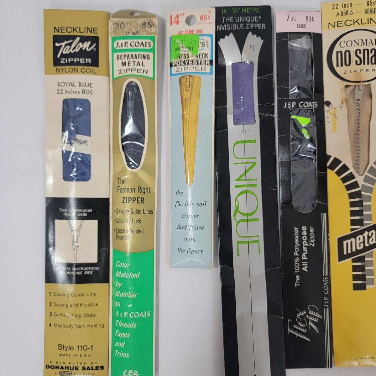 Lot of 12 Vintage Zippers Mixed 7