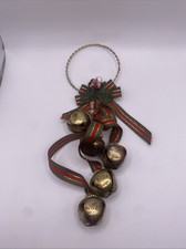 Jingle Bell Doorknob Door Hanger 5 Bells Red Green Gold Bow Christmas Holiday
