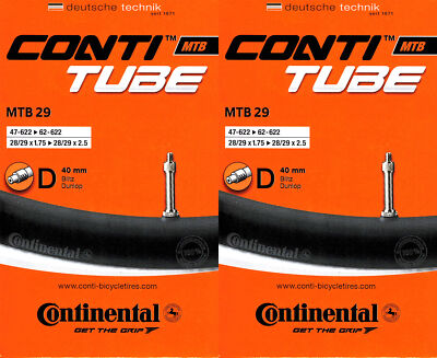 2x Continental MTB 29 DV Schlauch Dunlop Ventil 40mm 29 Fahrrad MTB Blitzventil