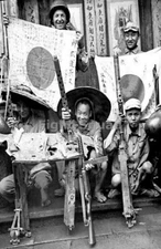 WW2 Picture Photo 1940 US and Chinese soldiers w captured Japanese flags 2305