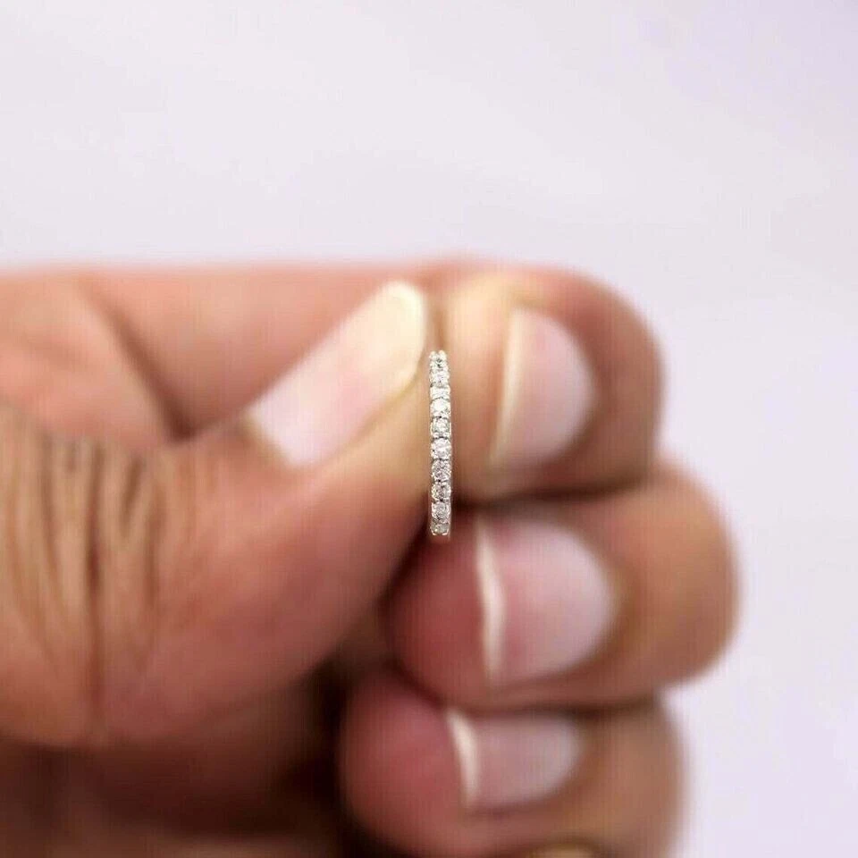 0.50Ct Round Lab-Created Diamond Single Huggie Hoop Earring 14k Yellow Gold Over - Image 2 of 4