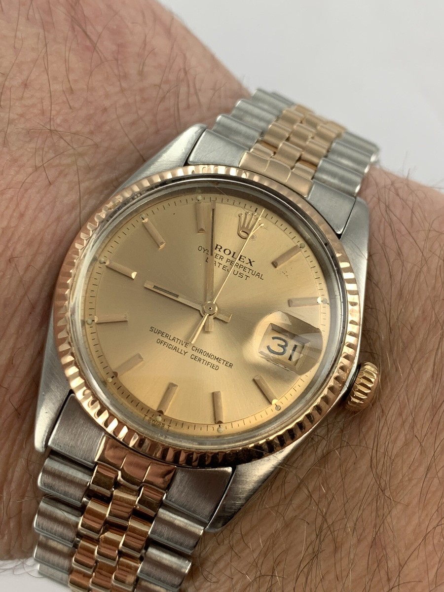 Gents Vintage Rolex Datejust Rose Gold And Steel 1601 1972 Lovely