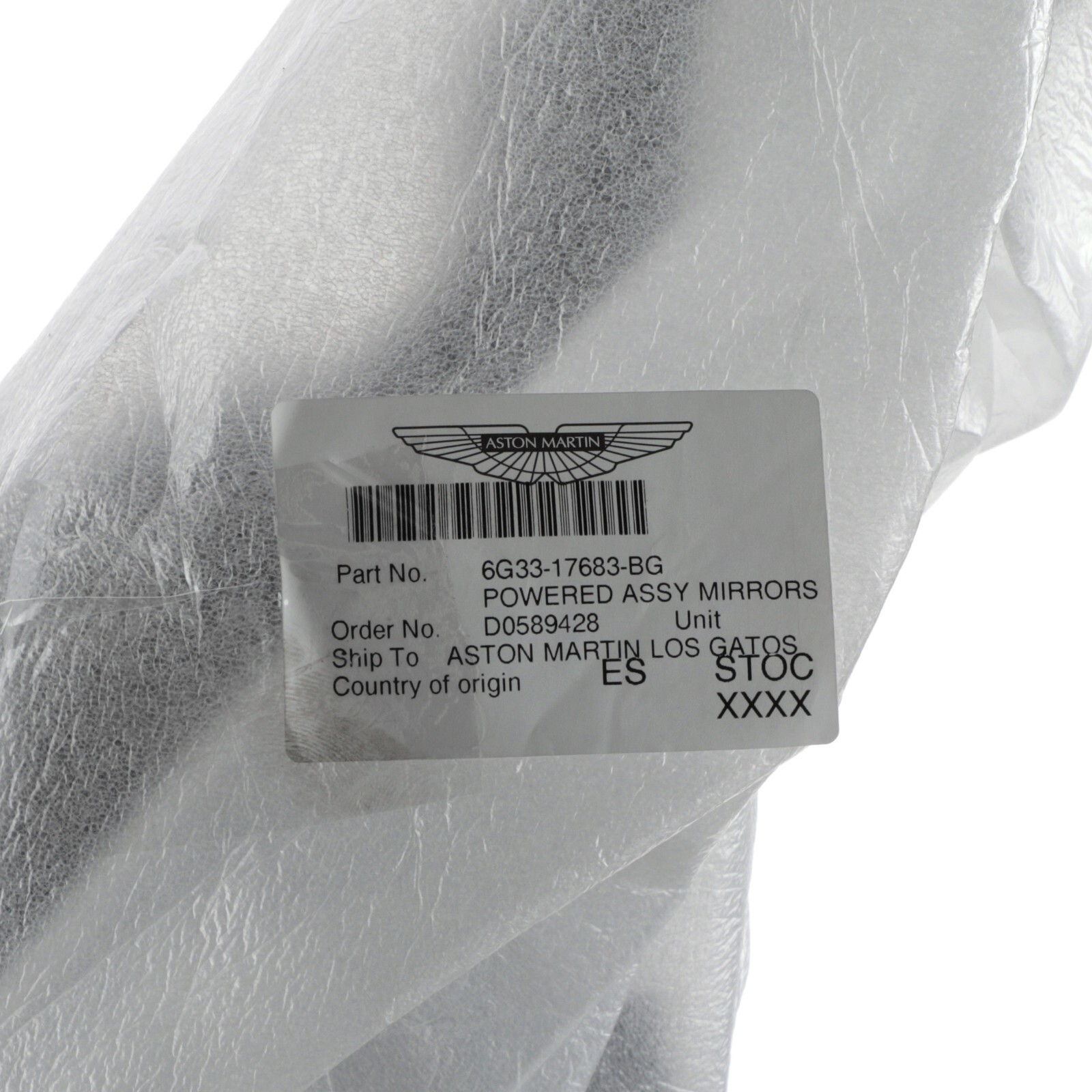 GENUINE ASTON MARTIN EXTERIOR POWER FOLD MIRROR OEM NEW 6G33-17683-BG