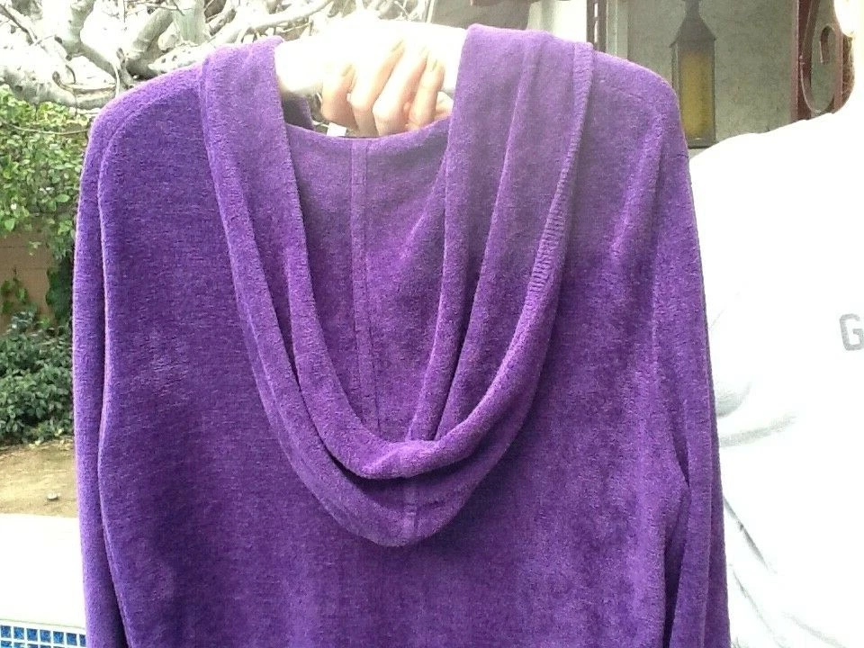 Chaqueta suéter con capucha para mujer ESCADA, talla L, mezcla de viscosa, color púrpura, cremallera. Foto 2 de 4