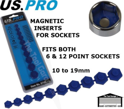 US PRO Tools 10pc Magnetic Socket inserts 10mm - 19mm fits 6 & 12 point ...