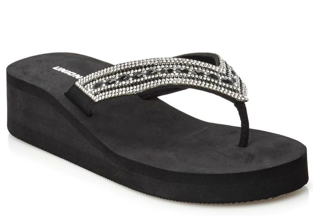 NEW WOMEN'S BLACK UNIONBAY FLIP FLOPS BLING SPARKLE RHINESTONES THAILAND 7,8,9 eBay