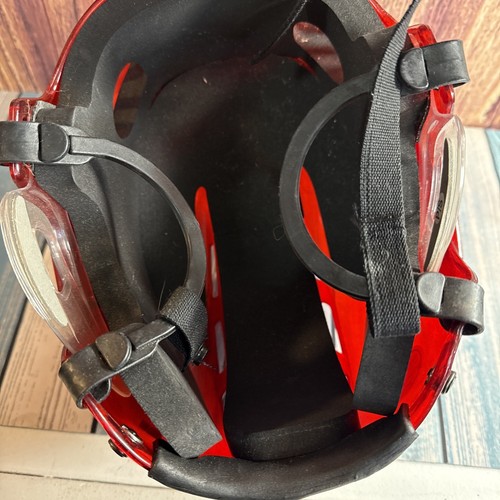 Vintage Rare CCM Tacks Translucent Red Hockey Helmet 51-56 CM w/ Cage P/S - Bild 6 von 6