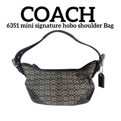 COACH Mini Signature Soho Hobo Shoulder Bag 6351 Black Gray Jacquard
