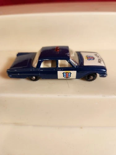 OLD VINTAGE LESNEY MATCHBOX # 55 FORD FAIRLANE POLICE CAR DARK BLUE