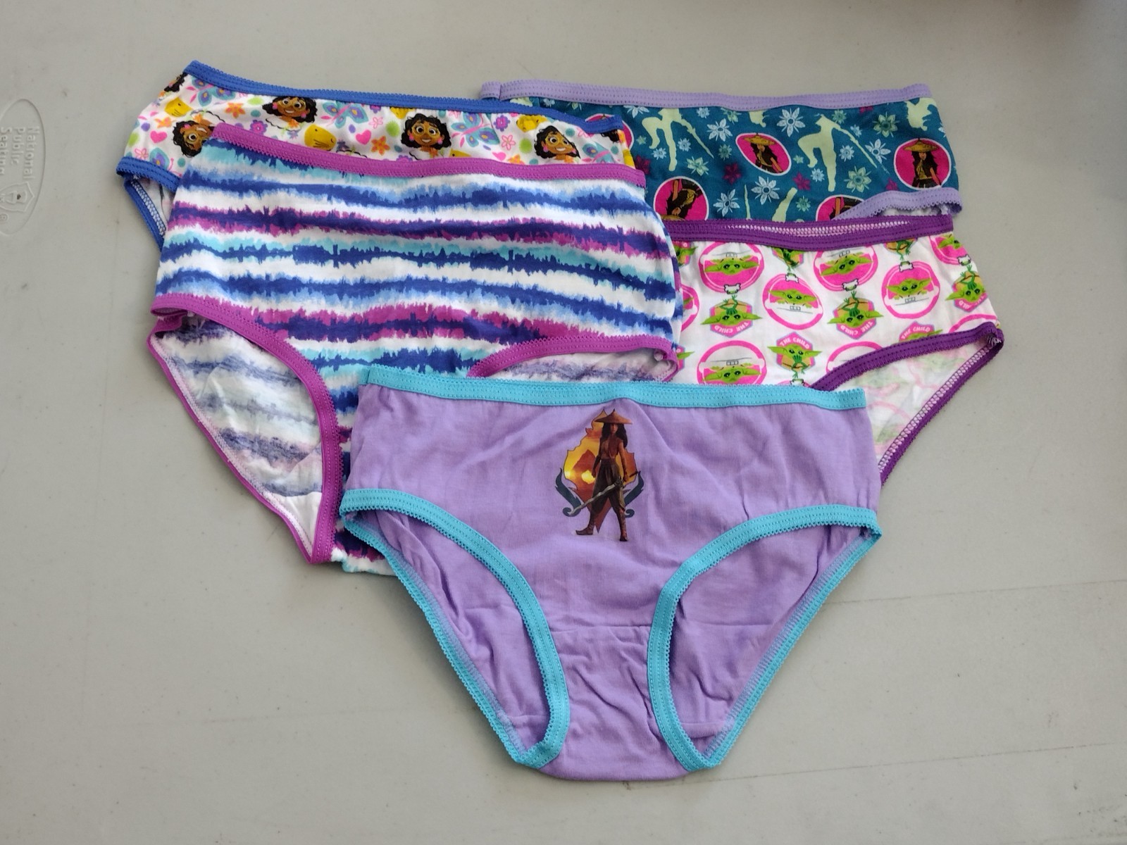 Disney + Wonder Nation Girls 100percent Cotton Panty Briefs Multicolor 5-Pack Size 8