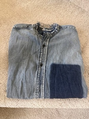 Cheap Monday Distressed Ghost Pocket Shirt Men's Blue Stockholm