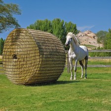 Round Bale Hay Net for Horses, Durable Knotless Nylon Slow Feeder, 6x6 ft, Re...