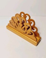 Vintage Hand Made 6½" Carved Wood Napkin Holder/Letter Rack 