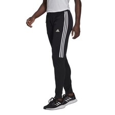 adidas Women's AEROREADY Sereno Slim Tapered-Cut 3-Stripes Pants, Black/White,