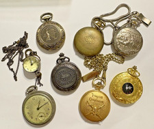 Collectible Vintage Modern Pocket Watches Mechanical Quartz Chain Compass As is