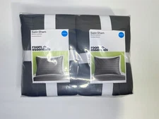 2-Pack Room Essentials - Standard Polyester Satin Shams Gray; 20x26”