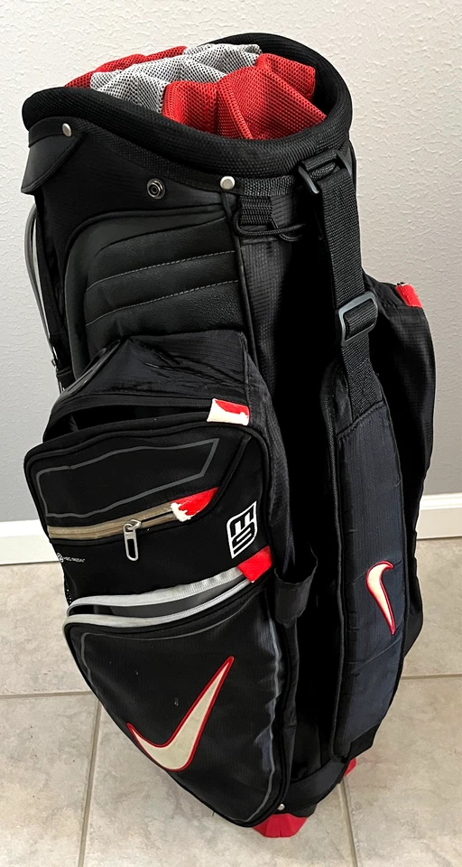 NIKE Black E9 14-Way Stand Alone Carry Shoulder Strap Thru Golf Bag 12 Pockets - Image 2 of 4