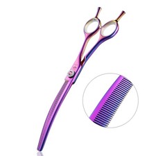 PURPLEBIRD 7 Inch Downward Curved Dog Grooming Scissors Thinning Texturizing ...