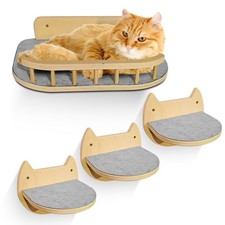 Cat Wall Shelves with 3 Steps   Modern Wood Wall Mounted Furniture, Climber ...