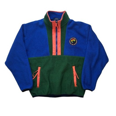 Polo Ralph Lauren Sportsman Wilderness Patch Sherpa Fleece blau grün M 1/4 Zip