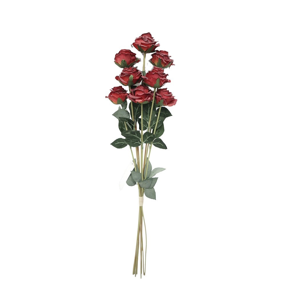 Dry Look Artificial Rose Bundle 9 stems 72cm/28 Inches Red