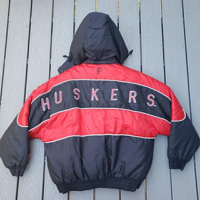 Vintage 90s Nebraska Cornhuskers XL Puffer Jacket Reversible Pro Player Red NICE
