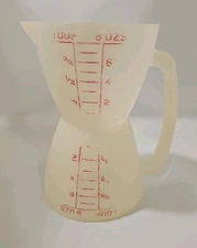 Vintage Tupperware Hourglass 1 Cup 8 oz. Wet/Dry Measuring Cup Double Sided