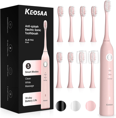 #ad Sonic Vibrating Toothbrush with Pressure Sensor Pink Electric Toothbrush With $34.99