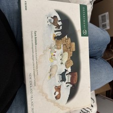 Department 56 New England Village Series Farm Animals Set Of 8 With 8 Hay Bales
