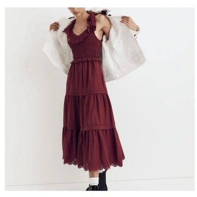 madewell embroidered maxi dress Madewell Embroidered Drop-Waist Maxi Dress in White