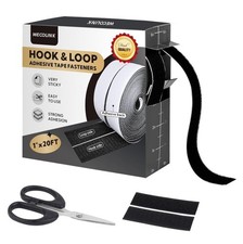20Ft x 1 Inch Hook and Loop Tape Strips with Adhesive, Heavy Duty Sticky Back...