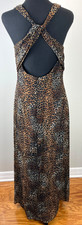 Donna Ricco Maxi Dress Size 6 Animal Print Plunging Back Stunning!